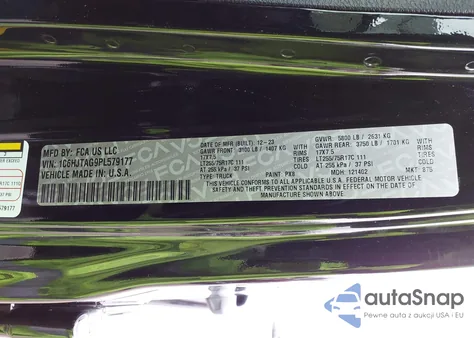 2023 Jeep Gladiator Willys 4X4 из США, поврежденный, VIN 1C6HJTAG9PL579177